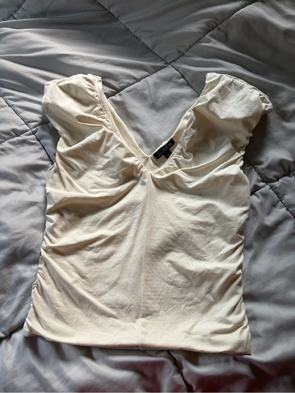 J. Crew Cream ruched no-Sleeve V-Neck Top - Cream